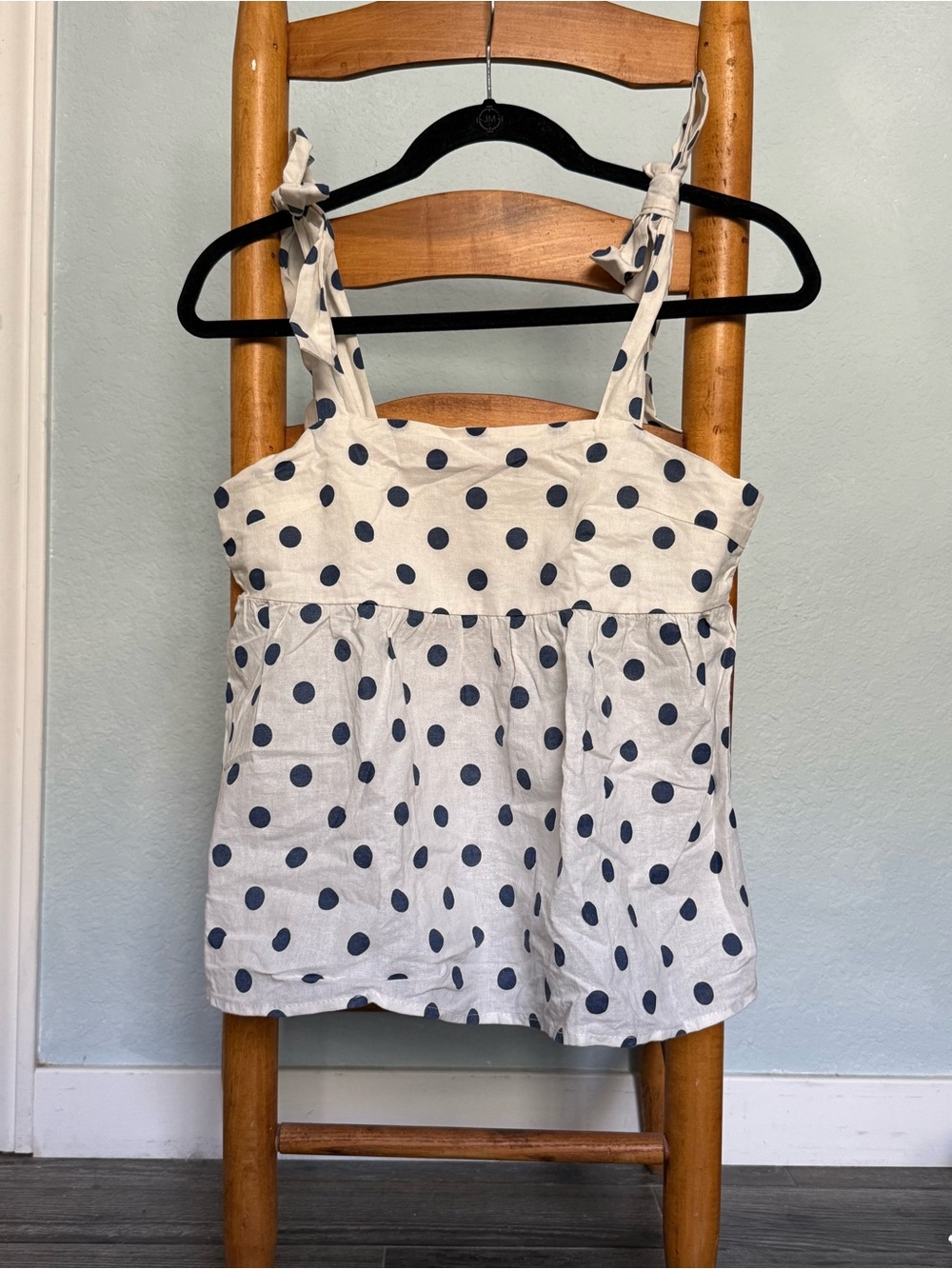 Polka Dot Linen Blend Babydoll Tank